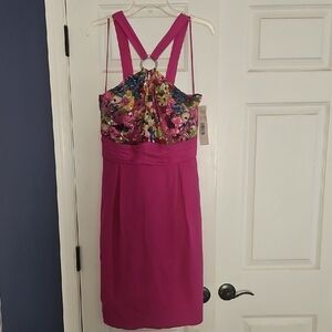 NWT Badgley Mischka Floral Pink Dress
